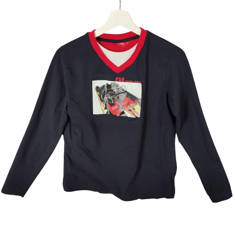 Ferrari P50 Testarossa V-Neck Long Sleeve Graphic Tee Shirt Women Size XL US‎ M